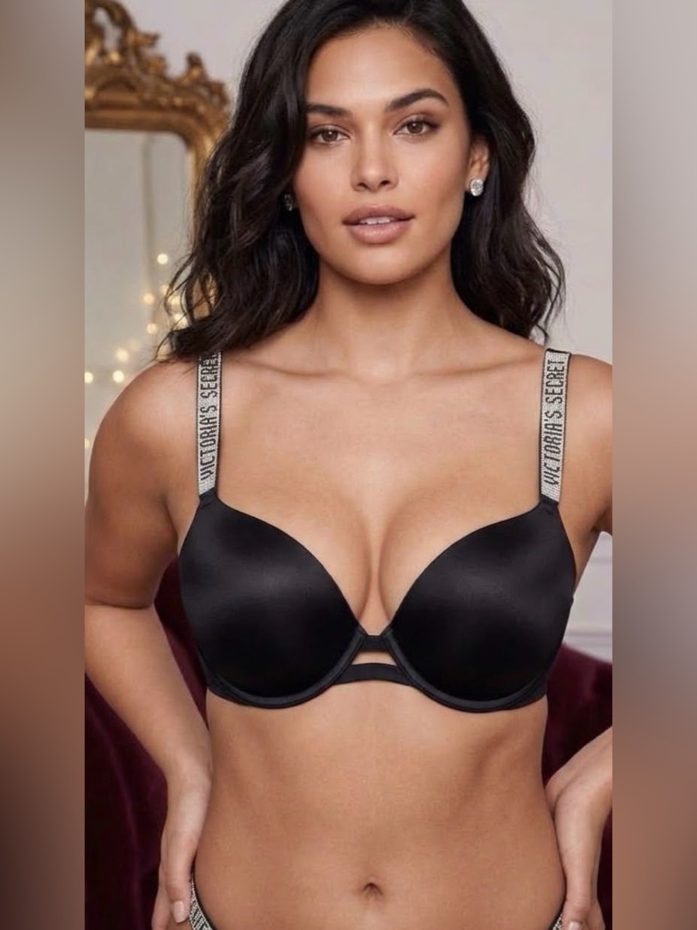 Victoria's Secret Very Sexy Shine Strap Push Up Bra Black 36DDD NWOT
